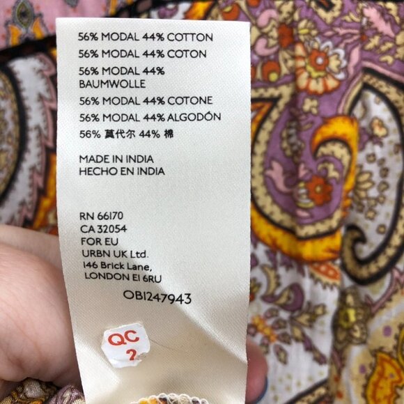 Anthropologie Emma Kayleigh Pink printed tie neck boho balloon sleeve blouse xxs - Picture 9 of 16